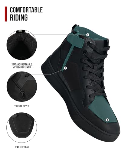 Image of RIDEIRON Motorcycle Shoes for Men, CE Certified, Thickened Anti-Slip Sole, Breathable Casual Riding Boots with Ankle Support, Shift Pad 11 Black