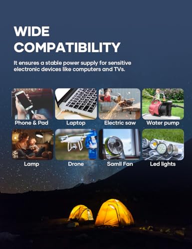 POTEK 5000W Power Inverter 4 AC Outlets 12V DC to 110V AC Car Inverter with 2 USB Ports Black