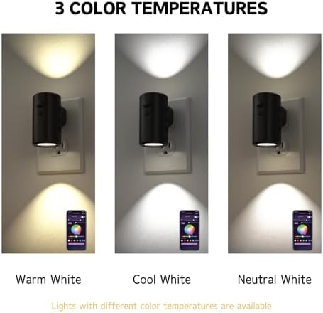 LED wall mounted night light, remote control and APP control, multiple light color options, suitable for corridor, bedroom, staircase, bathroom lighting and decorative atmosphere lighting, 2-piece set — view 6
