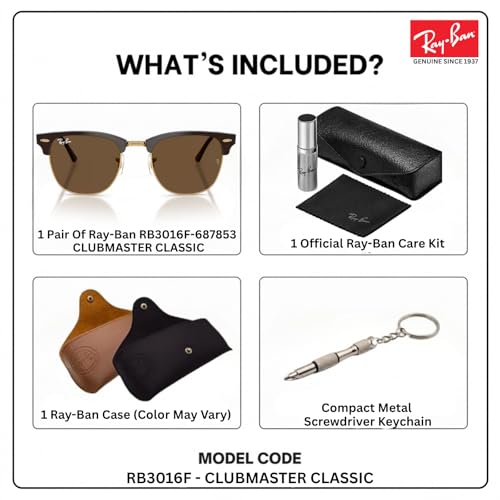 Image of Ray-Ban RB3016F CLUBMASTER CLASSIC LOW BRIDGE Sunglasses w /Official Kit