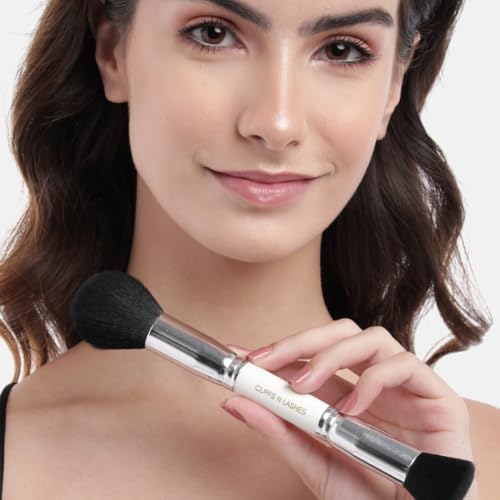Image of Cuffs N Lashes Dual Makeup Brush | 2-in-1 Flat Top Foundation &Powder Brush 01 | Seamless Blending for Liquid Cream &Powder | Soft Premium Bristles | Travel Friendly Professional Face Brush