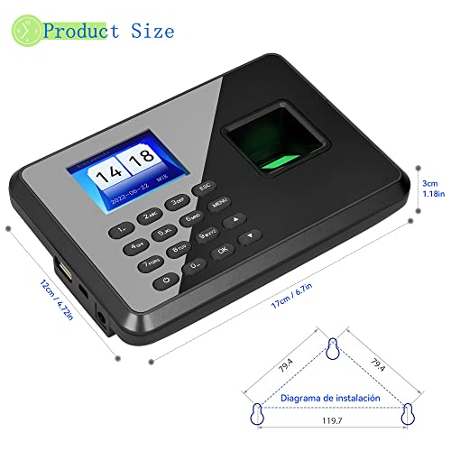 Diseleri Fingerprint Time Clock In Machine For Small Business,Time Clocks For Employees,Usb Download Data, Checking-In Recorder 2.4 Inch Tft Lcd Screen, 0 Monthly Fees (With 8Gb Flash Drive) #TOP2
