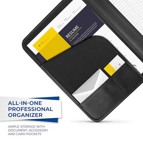 Samsill Professional Padfolio - Faux Leather Portfolio Folder for Men and Women, Leather Padfolio with 8.5 x 11 Writing Pad, Resume Portfolio Folder, Functional Business Portfolio for Meetings and Interviews, Black - Thumbnail 7