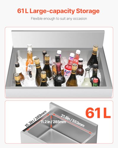 image for VEVOR Commercial Ice Bin, 61 L Underbar Ice Bin, 24 x 19 x 37 in Stain