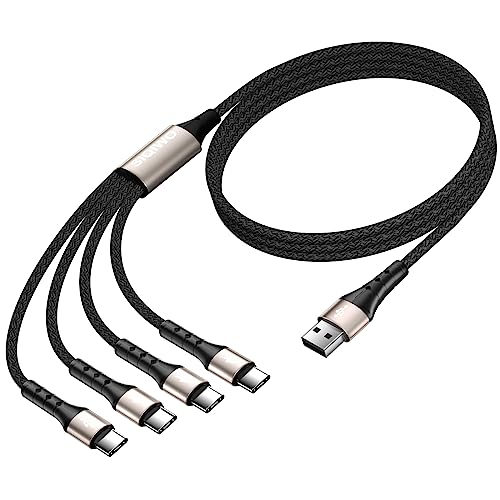 SIQIWO USB Typ C Kabel 1.2M, QC 3.0 Schnellladung Sync Ladekabel mit 4 USB C Port, für iPhone 17/16/15 Pro, Samsung Gala...