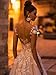 Zeeyecie Champagne Women's Wedding Dresses for Bride 2026 Sexy Scoop Neck Lace Applique Bridal Gowns with Long Train US2