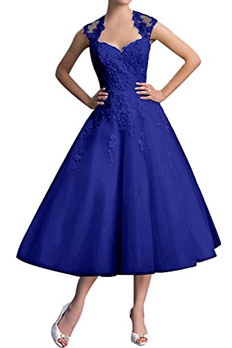 Topkleider Damen Neu Herzform 2 Traeger Spitze Cocktailkleider Partykleider Abendkleider Kurz-42-Royalblau Cover