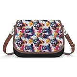 Options de transport : la sangle amovible (65 cm) vous permet de basculer entre le sac à bandoulière et le sac à bandoulière ; utilisez-le comme un sac à bandoulière imprimé loup coloré à l'aquarelle, sac à main à bandoulière, sac à main à bandoulière pour femme, sac à main pour femme, sac à bandoulière pour femme, sac à bandoulière pour femme, ou sac à bandoulière pour femme