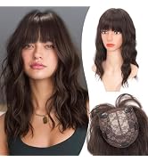 ORSUNCER Hair Topper for Women Wavy Topper Hair with Bangs for Thinning Hair Synthetic Topper Ban...