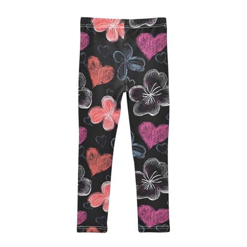 Flowers Shape Hearts Girls Leggings Athletic Pants Tights Stretch Bottom2