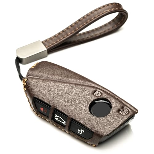 Vitodeco Genuine Leather Key Fob Case Cover Protector Compatible with BMW | 2023-2026 Models | 4-Button | Brown