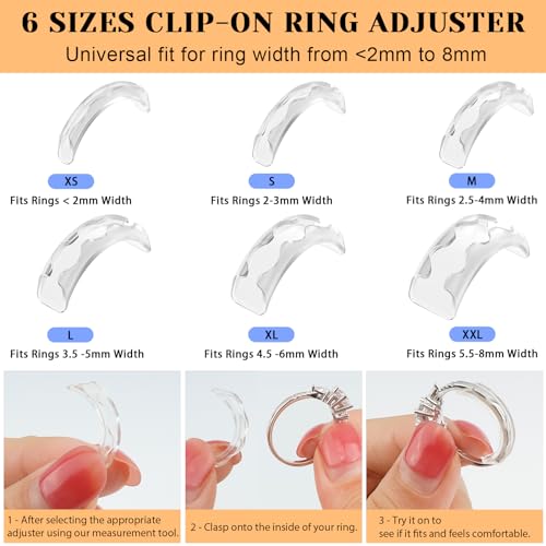 ring sizers for loose rings ring guards for loose rings fit any rings invisible ring size adjuster never sliding off and spinning 12 pcs
