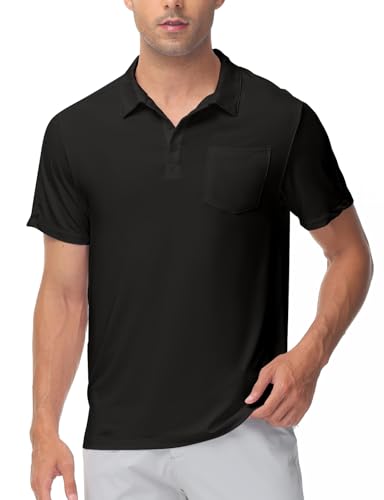 Image of Rdruko Men's Polo Shirts Short Sleeve Quick Dry Outdoor Golf Sports Shirts with Pocket