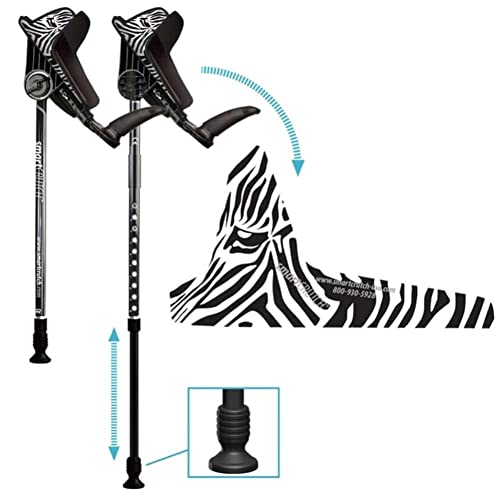 smartCRUTCH Zebra Series Custom Forearm Crutches for Adults, Multiple Colors, Adjustable Forearm Rotates 15-90 Degrees - Heights 4'4