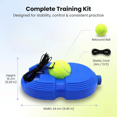 Image of Tennis Trainer Rebound Ball with String, Solo Cricket & Tennis Practice Set, Self Training Equipment for Kids & Adults, Indoor Outdoor Sports Practice Trainer (Blue)
