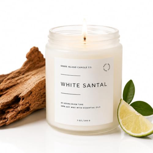 SENSE ISLAND White Santal Scented Candle for Home