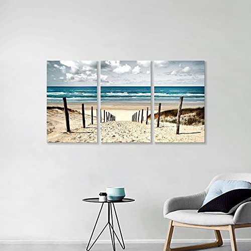 Coastal Beach Wall Art Bedroom: 3 Pieces Ocean Picture Seaside Painting Print On Seascape Artwork For Living Room Bathroom Decor(16X26) #TOP3