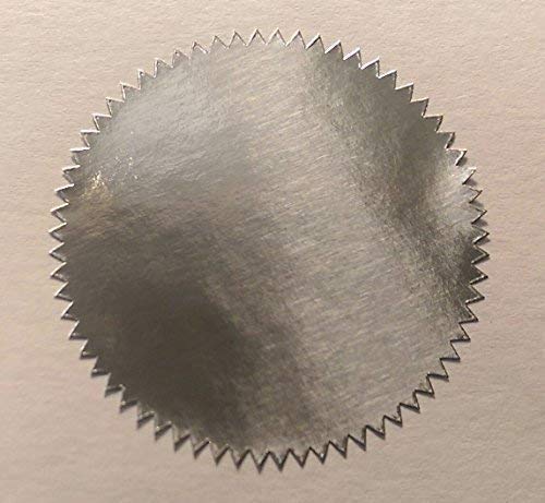 Pack of 500-41mm Starburst Notary/Legal/Certificate Seals - Colour Code Stickers/Sticky Labels - Choose Your Colour/s (Shiny Silver)