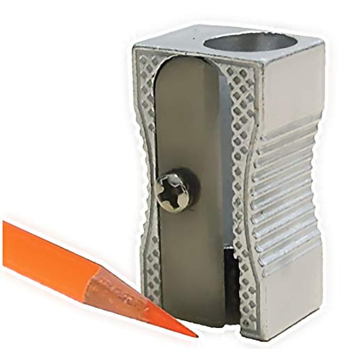 24 Metal Rectangular Silver Pencil Sharpeners, 1 Hole Steel Blade - Manual Pocket Pencil Sharpeners For Standard Size Pencils, Art Pencils, Kids Use. By Mega Stationers