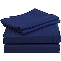 Parure De Lit 4 Pièces Queen – 100% Coton égyptien 1000 Fils – Rayures Lavande