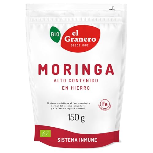 El Granero Integral - Moringa Ecológica de 150 g - Ayuda al Funcionamiento Normal del Metabolismo Energético - Rico en Proteínas, Hierro y Antioxidantes - Apto para Veganos