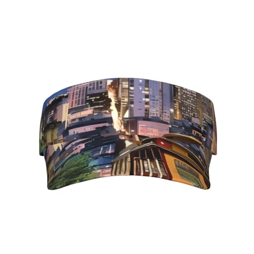 QAZWZML San Francisco - Visera deportiva estampada con ala curvada ajustable para tenis, golf y correr, color negro