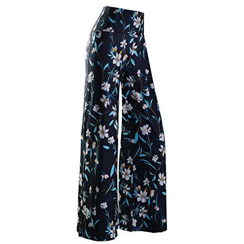 Arolina Women's Stretchy Wide Leg Palazzo Lounge Pants Casual Comfy High Waist Palazzo Pants Medium Little Flower