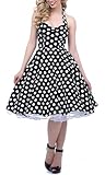BI.TENCON 1950s Halter Style Vintage Polka Dot Swing Party Dress