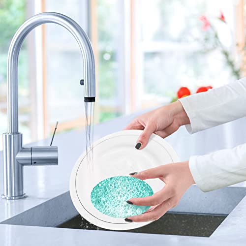 Image of Teal Turquoise Sparkle Kitchen Sponges Abstract Green Cleaning Dish Sponges Non-Scratch Natural Scrubber Sponge for Kitchen Bathroom Cars, pack of 3