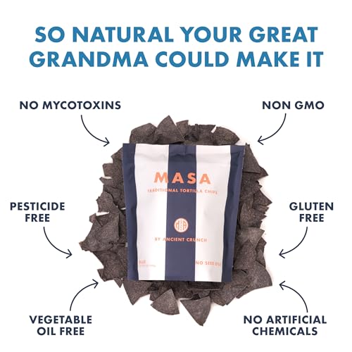 MASA Chips Blue Corn Tortilla Chips - Naturally Grown Blue Corn with Grass Fed Tallow and Sea Salt Tortilla Chips - No Seed-Oil Snacks - 2 Pack, 5 Ounce Each