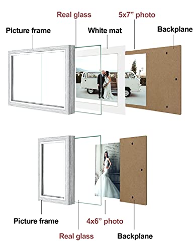 Three Picture Frame 4X6 And 5X7 Wooden Hinged Folding Photo Frame Definition Glass Stand Vertically On Desktop Or Tabletop，Grey #TOP1