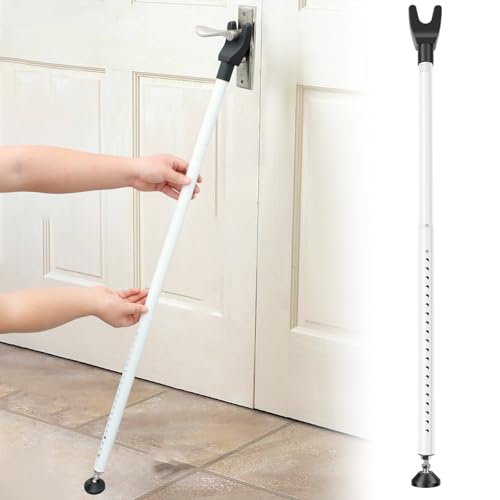 Door Security Bar 44-55 Adjustable Door Stopper Removable Sliding Door Safety Bar Door Jammer Bar Patio Sliding Door Lock Bar for Home Apartment Travel(White)
