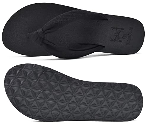 Kuailu Flip Flops For Women With Arch Support Yoga Mat Comfortable Summer Beach Walking Thong Cushion Sandals Slip On Indoor Outdoor Black Size 10 thumb #8