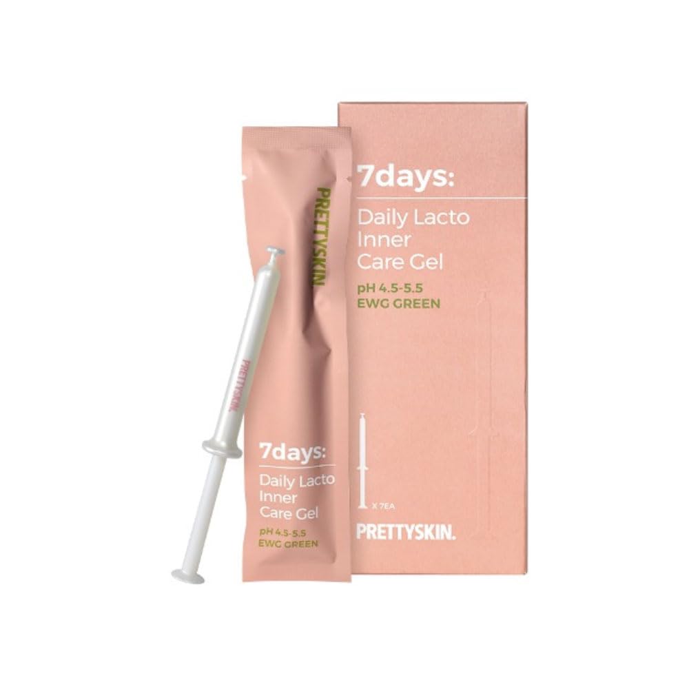 PRETTYSKIN Vegan Daily Feminine Gel – 7 Single-Use Tubes (0.06oz) – Low pH 4.5~5.5, Unscented Intimate Y-Zone Care with Natural Extracts – EWG Green, Non-Sticky, Soothing for Sensitive Skin