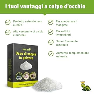 Sepia-King - Polvere di Osso di Seppia – Polvere di Calcio per Tartarughe, Drago Barbuto e Rettili – Ossa di Seppia Macinate – Spolverare Mangime e Insetti – Calcio per lumache – 50 g