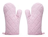  Rusty Bob - Ofenhandschuhe zum Backen  Backofenhandschuh aus Baumwolle  Hitzebeständig  in vielen lustigen Designs  Koch und Topflappen (Rosa (2er Set))
