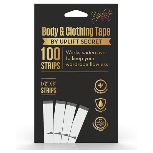 Uplift Secret Fashion Clothing Tape Double Sided - Clear Tape for Clothes, Body, and All Skin Shades (100 Strips)