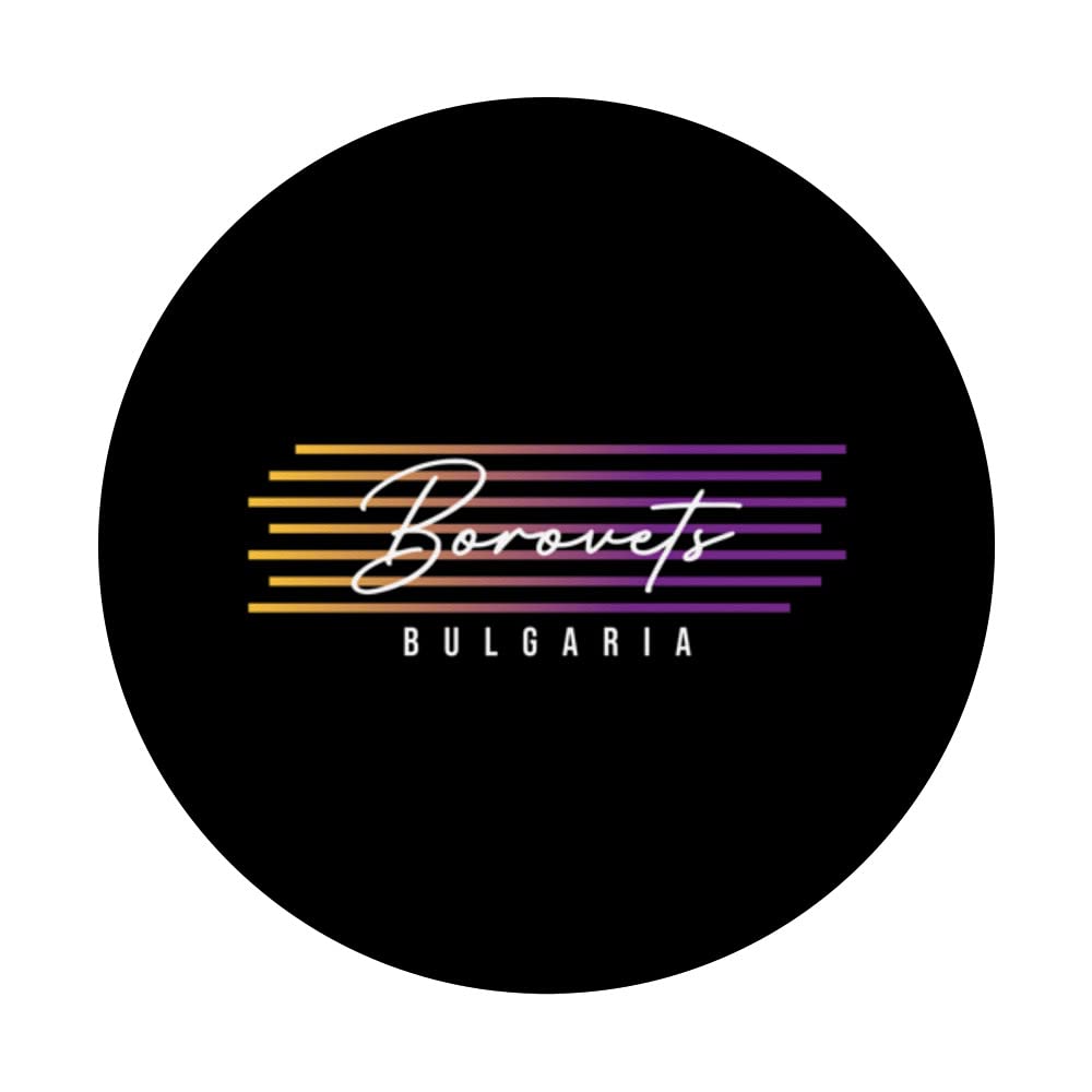 Borovets Bulgaria Ski Resort Retro Skiing Holiday Souvenir PopSockets Swappable PopGrip, Black - Image 3