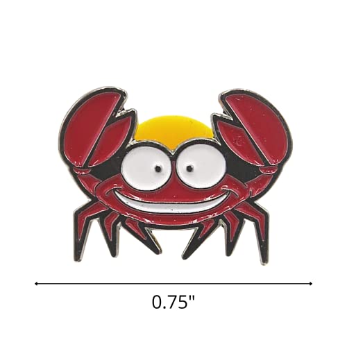 Image of Needzo Smiling Crab Enamel Pin with Rubber Back, Fun Cute Pins for Hats, Backpacks, Jackets, Lanyards, and More, Small Gifts for Men and Women, 0.75 Inches