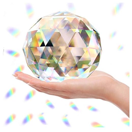 Klart glas kristall boll prisma solfångare regnbågstillverkare, sfär fasetterad gazing boll för fönster, Feng Shui, hemmakontor trädgårdsdekoration (100 mm/3,94 tum)