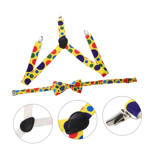 1 Set Dot Suspender Bow Tie Kit for Clown Cosplay Elastic Accessories for Parties Birthdays Halloween and Dress Up Events Comfortable and Creative Design2