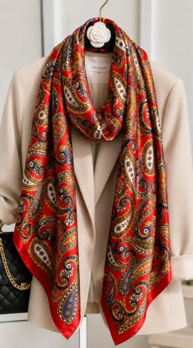 Image of MALINA Women's Polyester Silk Satin Stole Scarf - Soft Lightweight Fashion Wrap, Elegant Floral & Gradient Design, summer stole,Scarf For Women,Premium Stole,Large Size 180x90 cm'