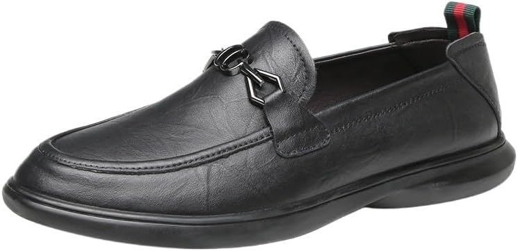 Men's Business Casual Shoes Round Toe Rubber Shoes Comfortable Breathable Versatile Flat-Soled Slip-on Shoes for Men