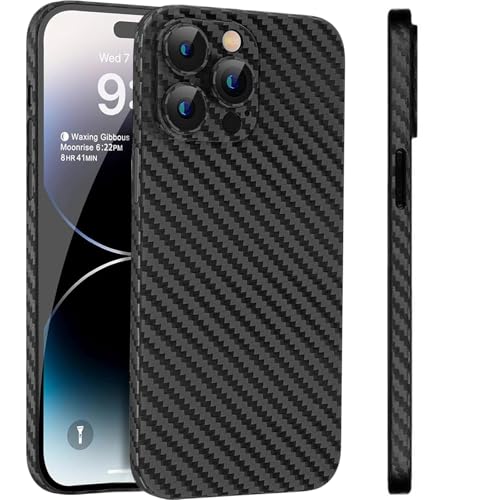 FAOMSEBS Slim Fit for iPhone 15 Pro Case [Carbon Fiber Texture] [Ultra Thin as No Cover on] [Wireless Charging] Soft Protective Cover for iPhone 15 Pro Phone Case, Slim Anti-fingerprint & Sweat-proof