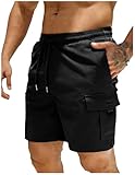 Shorts Herren Arbeitshose Kurz Sporthose Baggy Cargo Shorts Casual Kurze Hosen mit Taschen Männer Cargo Hose Stretch Cargoshorts Freizeithose Laufhose Wanderhose Chino Short Jogginghose Cargohose