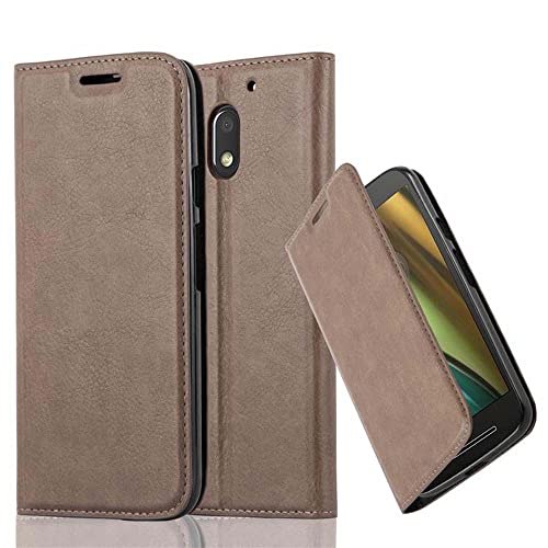 Cadorabo Funda Libro para Motorola Moto E3 en MARRÓN CAFÉ - Cubierta Proteccíon con Cierre Magnético, Tarjetero y Función de Suporte - Etui Case Cover Carcasa