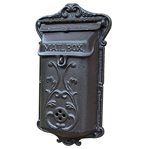 AQAQ Buzon Exterior para Montaje en Pared Resistente de Hierro Fundido, Buzones Comunidad Decorativo Vintage, Bocacartas y Recogecartas de Correo con Cerradura para el Exterior Cover