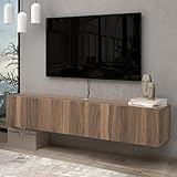Atelier Mobili Walnut Floating TV Stand for 75 inch TV, Floating Media Console, Floating Entertainment Center, Wall Mounted TV Stand