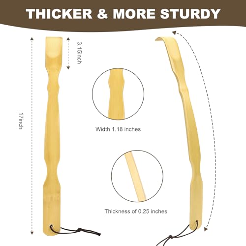 Image of YIMICOO 3 Pack Wooden Back Scratcher, 17 Inch Curved Long Handle Bamboo Back Scratchers Ideal Gifts for Adults Men Women, with Beautiful Gift Packaging