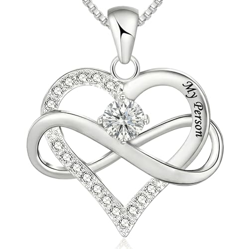 Yaliuliu Valentine’s Day Gifts for Her – Sterling Silver Necklace for Women, Infinity Heart Pendant, Birthday & Mother’s Day Gifts for Girlfriend, Wife & Mom (Silver Color)